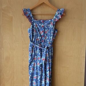 Floral Blue Sleeveless Dress